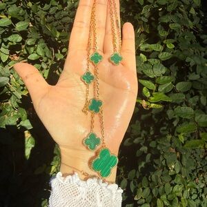 New! Gold and Green Clover Necklace